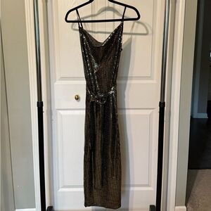YAS Strappy Gold Sequin Dress